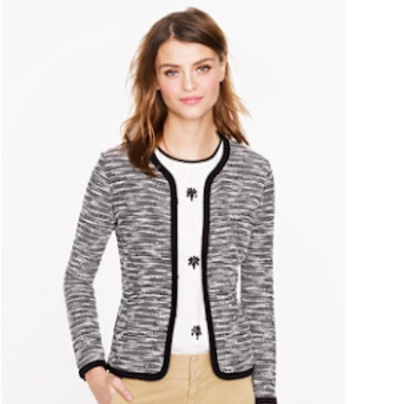 J. Crew Black & White Boucle Jacket Cardigan Size XS - Picture 1 of 6
